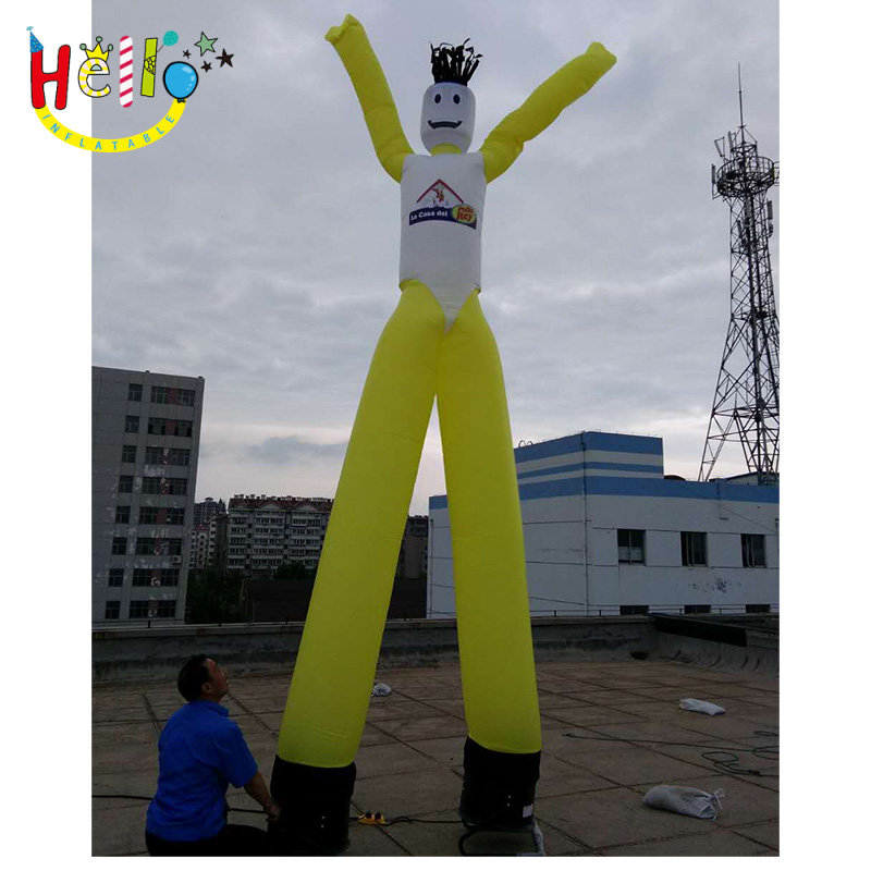 Custom Logo Advertising Inflatable Sky Dancer Balloons Yellow Wacky Waving Man Inflatable Air Dancer