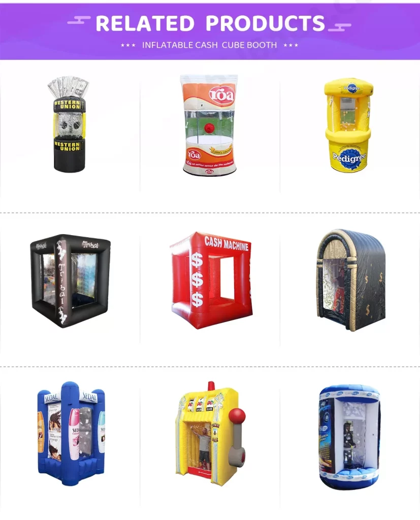 The Promotion Advertising Cube Inflatable Cash Machine Grab Money Booth with custom design插图2