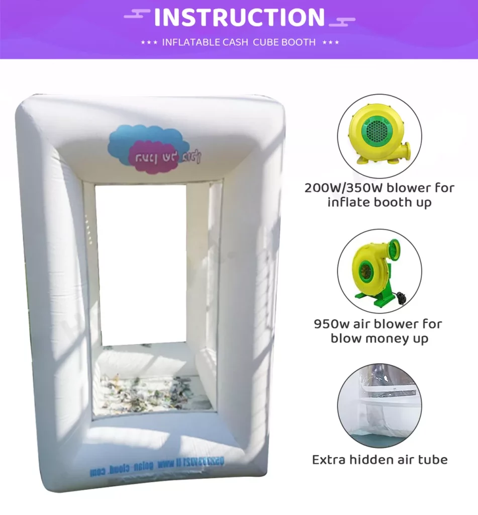 The Promotion Advertising Cube Inflatable Cash Machine Grab Money Booth with custom design插图1