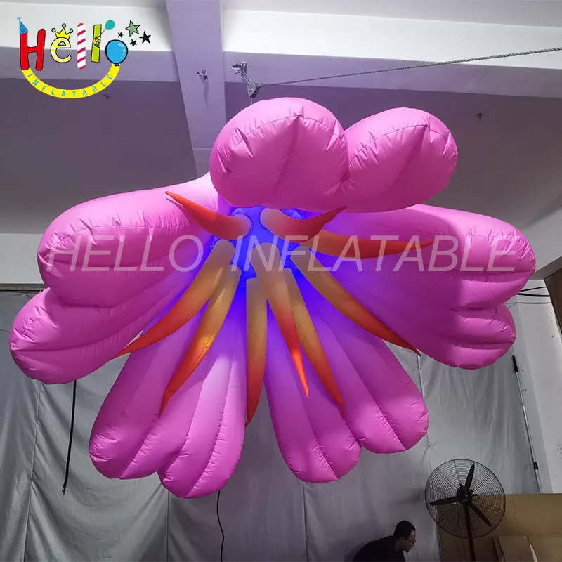 The Red inflatable flower Custom surprise props with LED lights for Festival wedding event decoration