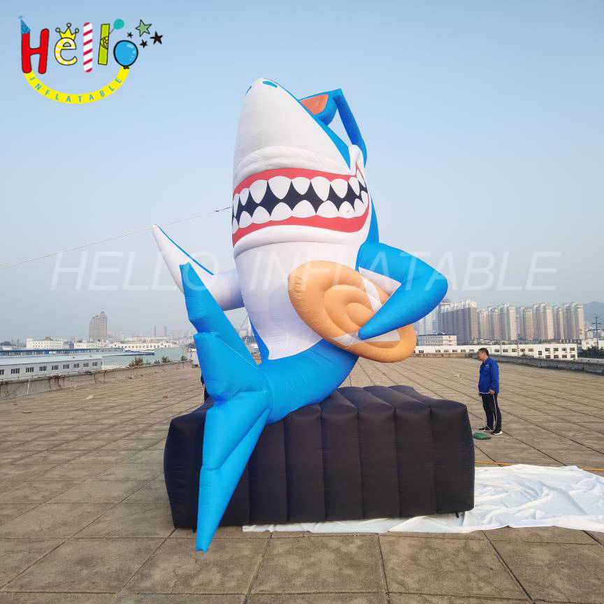 Blue Inflatable Shark Toy Aquarium Decoration Custom Inflatable Shark For Sale