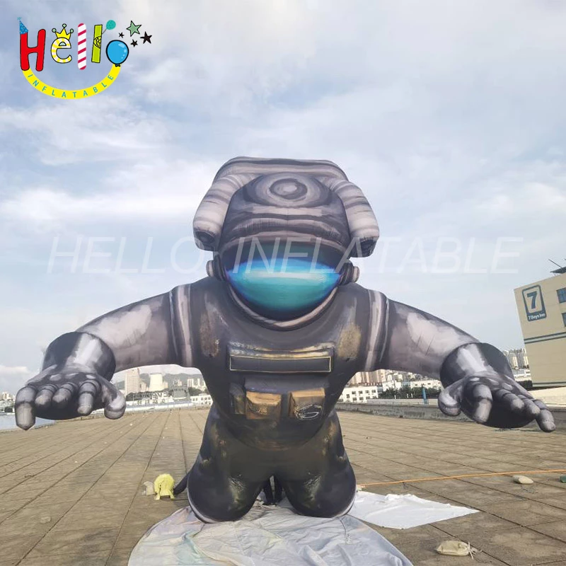 5m Side Length Black Kneeling Astronaut Inflatable Arch for Space Theme Outdoor Activity Decoration插图
