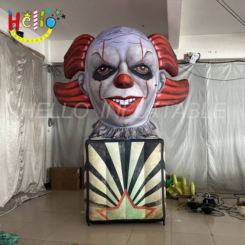 New design 3m high inflatable Mediterranean clown box for manor Halloween decoration插图