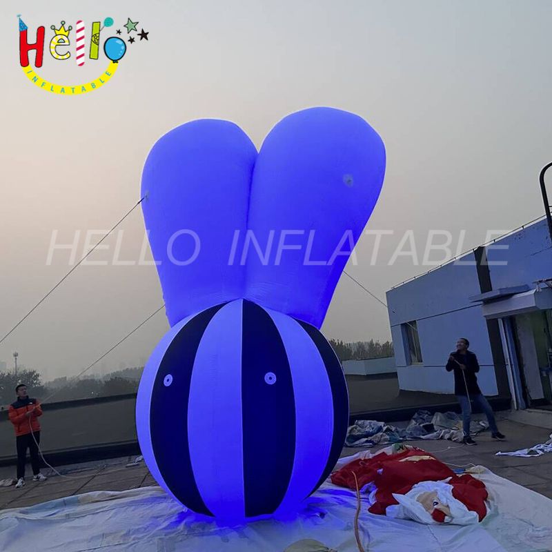 Custom Led Colourful Inflatable Art Modeling Rabbit Shape Stripe ...