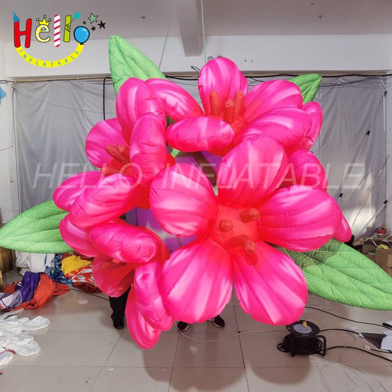 Leaves Inflatable Wedding Party Decoration Beautiful Pink Inflatable Flower With Leaf ...