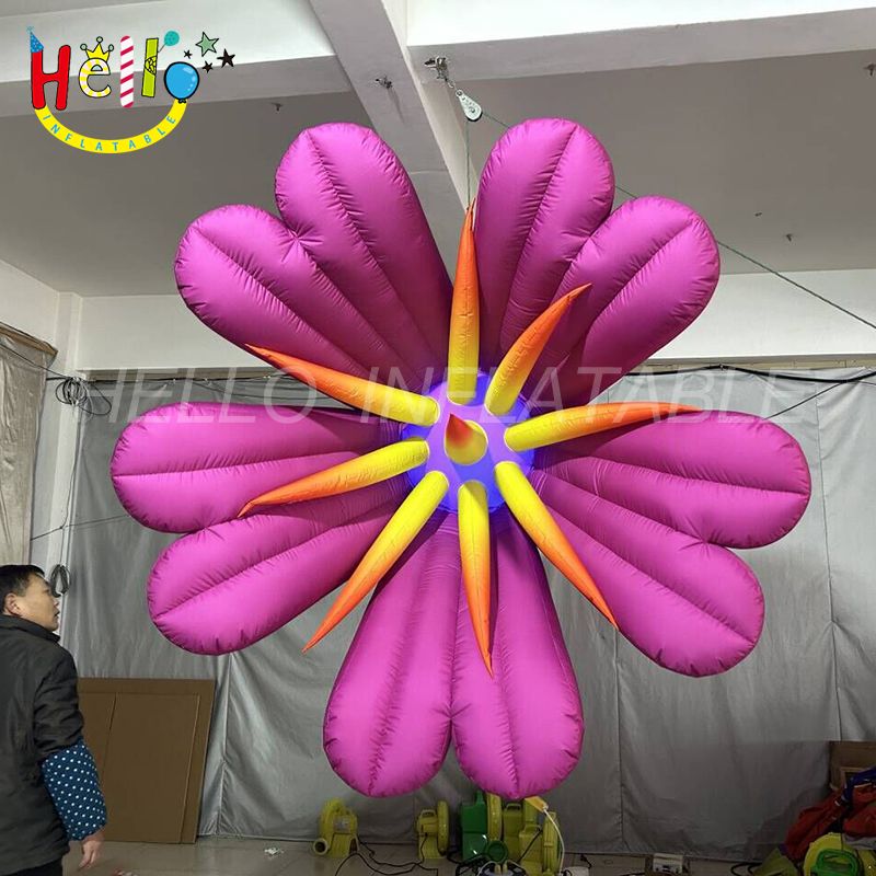 Customized Large Blooming Hanging Led Pink Inflatable Flower for ...