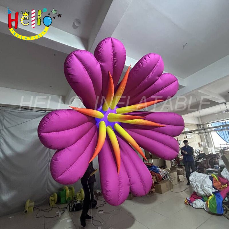 Customized Large Blooming Hanging Led Pink Inflatable Flower for ...