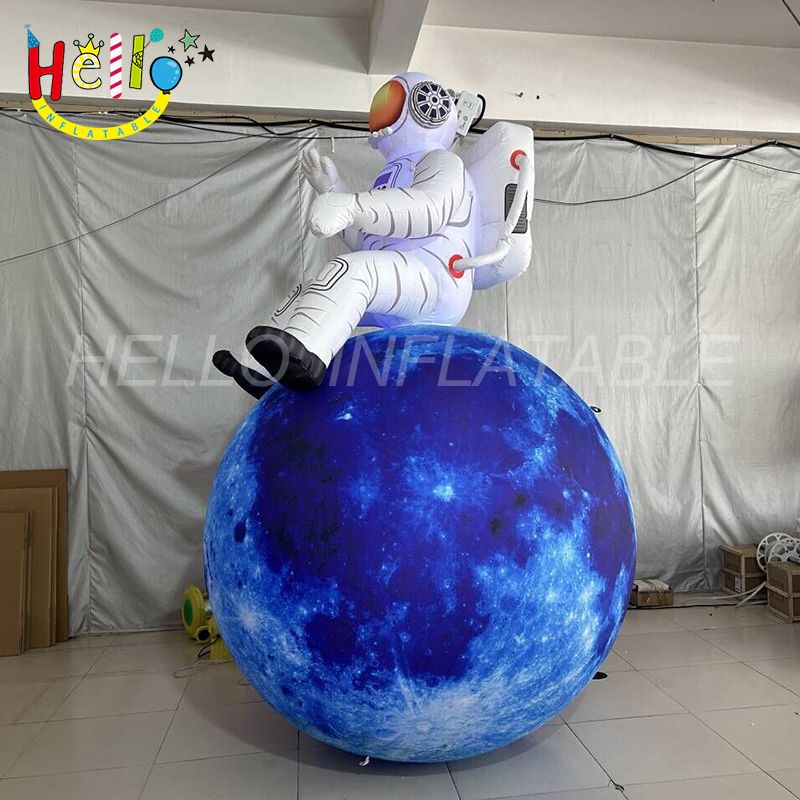 Spaceman Inflatable Customized Inflatable Balloon White Inflatable Spaceman Sit In Earth ...