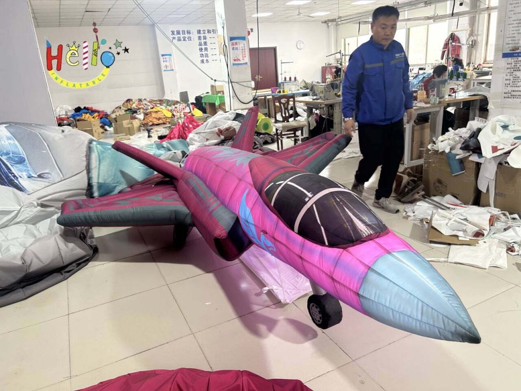 4-Meter Long Giant Inflatable Fighter Jet PVC & Nylon Party Supplies for Events & Promotions Digital Printing Includes Blower