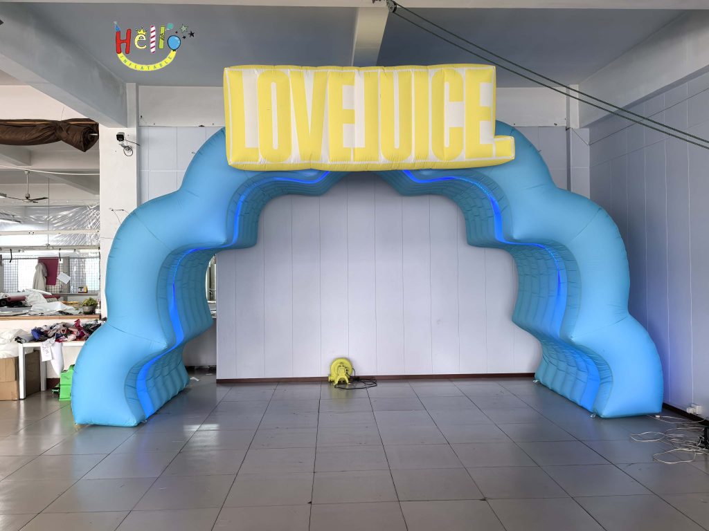 Blue LOVE JUICE Channel Balloon 4.5 Meters Wide 2 Meters Deep 3 Meters High