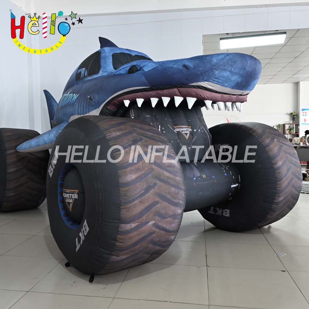 Hot Selling New Inflatable Cartoon Shark Car for Beach Parties Advertising Inflatables