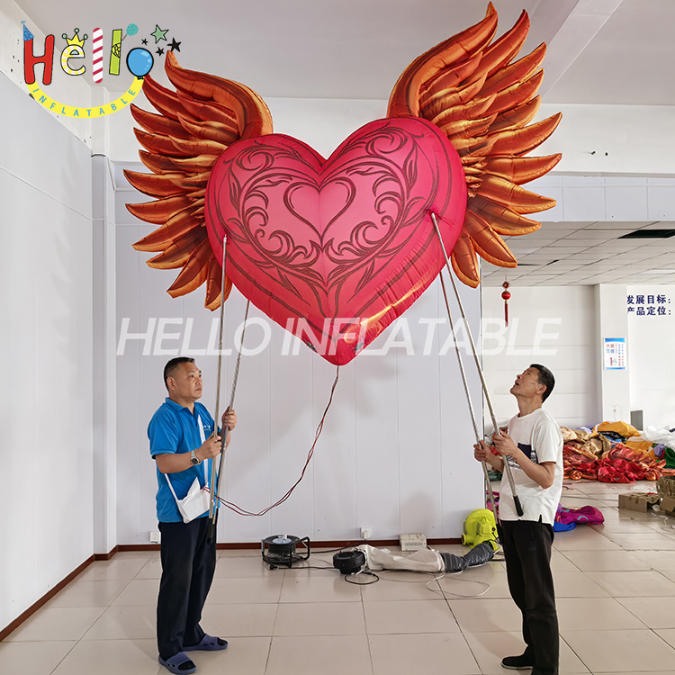 Uniquely Designed Inflatable Heart-Shaped Wings Outdoor Advertising Inflatables for Parades