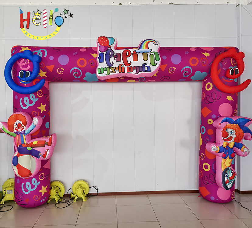 4-Meter-Width Inflatable Arch Clown Design  for Event Decorations Includes Air Blower Accessory