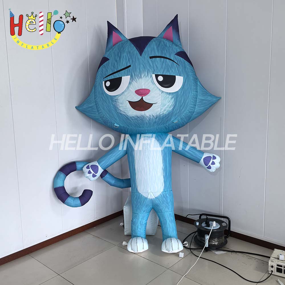 Blue Cartoon Cat Inflatable Advertising Design New Release Animated Inflatables