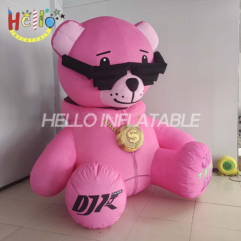 Hot Selling Pink Teddy Bear Inflatable Cartoon with Sunglasses for Advertising Inflatables