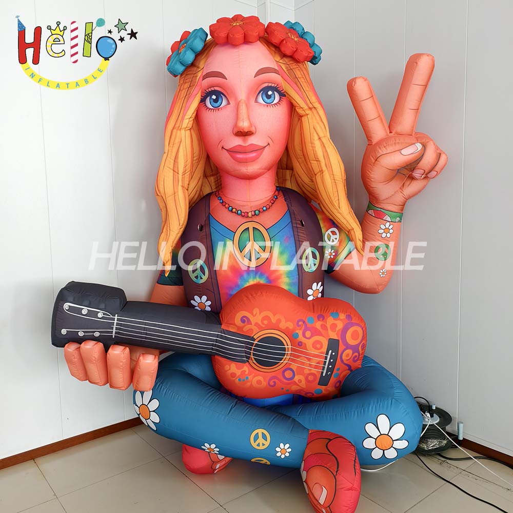 Customized Cartoon Girl Playing Guitar Inflatable Advertising Display for Targeted Marketing