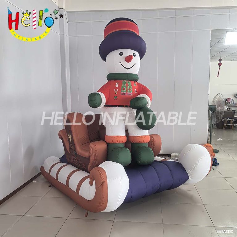 Customized New Design Inflatable Snowman Riding Sled for Festive Christmas Event Advertising Inflatables