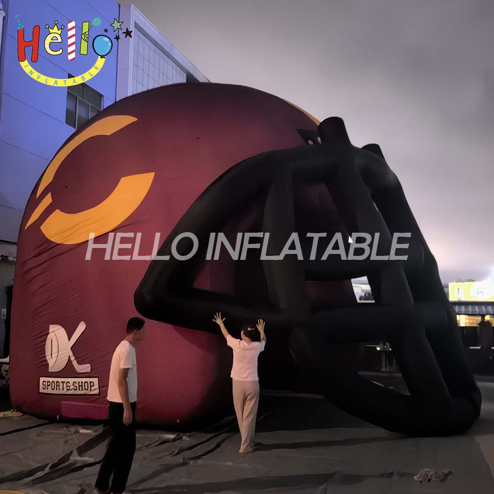 Giant PVC Oxford Material Outdoor Sports Tunnel Inflatable Football Helmet Model Digital Printing for American Party Blower