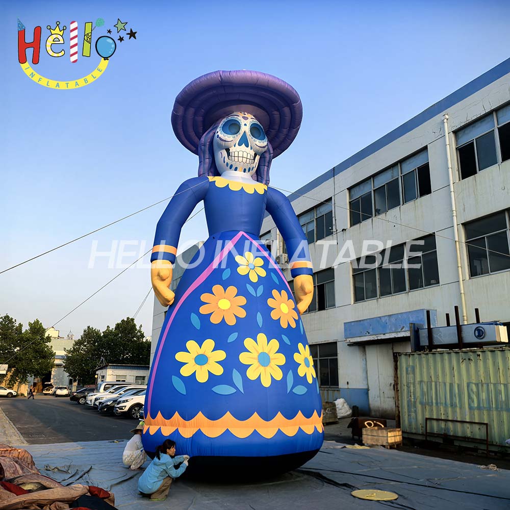 Hot Selling Waterproof USB Powered Durable Inflatable Cartoon Skeleton Lady for Halloween Activities