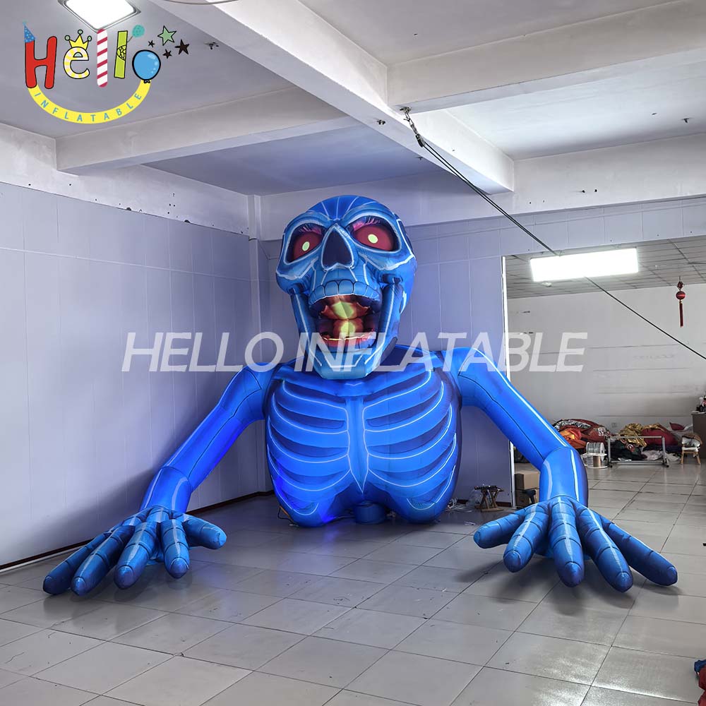 4-meter-high Customized Inflatable Halloween Fluorescent Skull Balloon for Commercial Promotion and Display in Stores