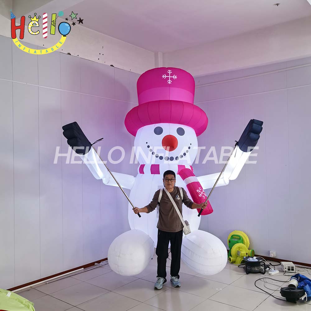 Customized Inflatable Cartoon Hand Lift Snowman Can Choose Different Colors