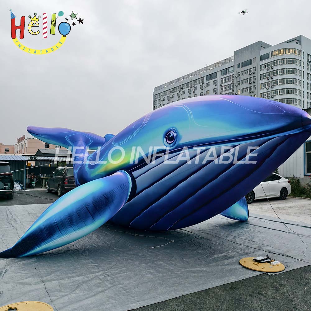 Outdoor Exhibition Customized Inflatable Whale Marine Creatures Using Fluorescent Materials