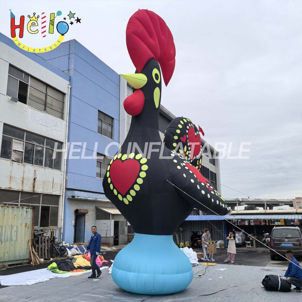 Giant Inflatable Cartoon Rooster with Built-in Fan for Party Decor and Outdoor Events