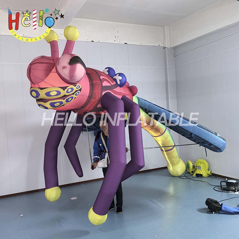 4M Giant Inflatable Dragonfly Model with Light Outdoor Music Festival Walking Puppet Advertising Animal for Event Advertising