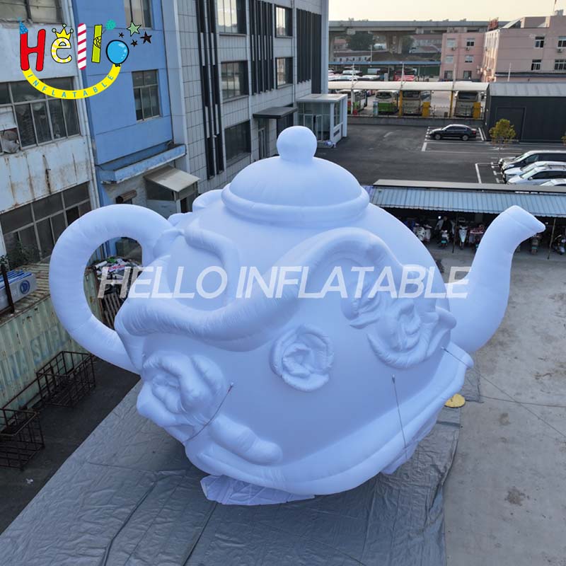 Factory Customized Large Inflatable Sculpture White Teapot for Outdoor Promotion at the Tea Expo