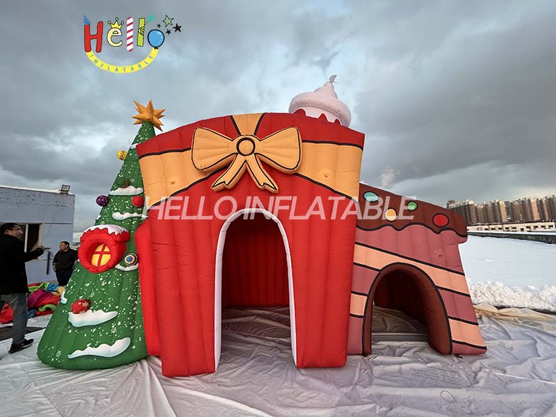 Festivals Mall Decoration House Tree Hole Cavern Inflatable Christmas Backdrop