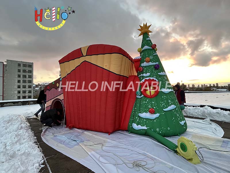 Festivals Mall Decoration House Tree Hole Cavern Inflatable Christmas Backdrop (3)