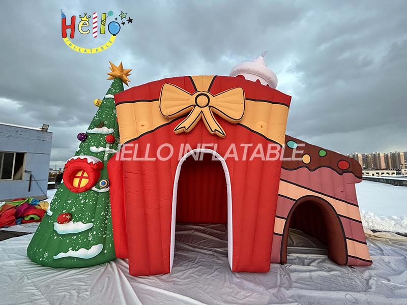 Festivals Mall Decoration House Tree Hole Cavern Inflatable Christmas Backdrop (5)