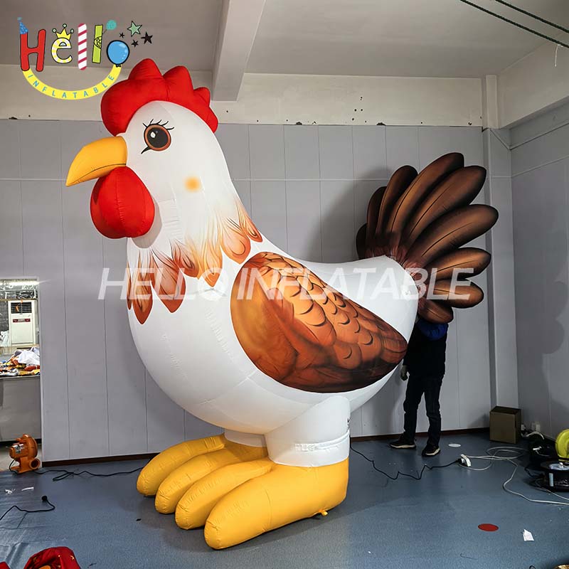 4 Meters High Giant Inflatable Cartoon Rooster with Built-in Fan for Party Decor and Outdoor Events