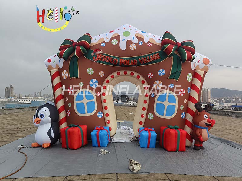 Christmas Inflatable Glowing Gingerbread Man Arches Custom Outdoor Christmas Decorations