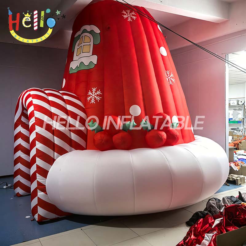 Factory Customized Christmas Hat Inflatable Tent Hut Santa Claus Home插图1