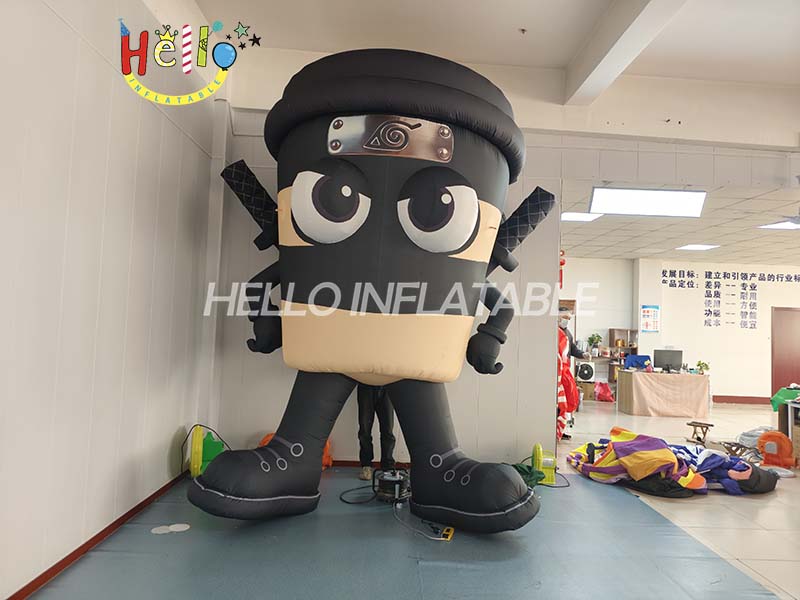 High Quality Advertising Inflatable Boy Cartoon Character Inflatable Coffee Ninja