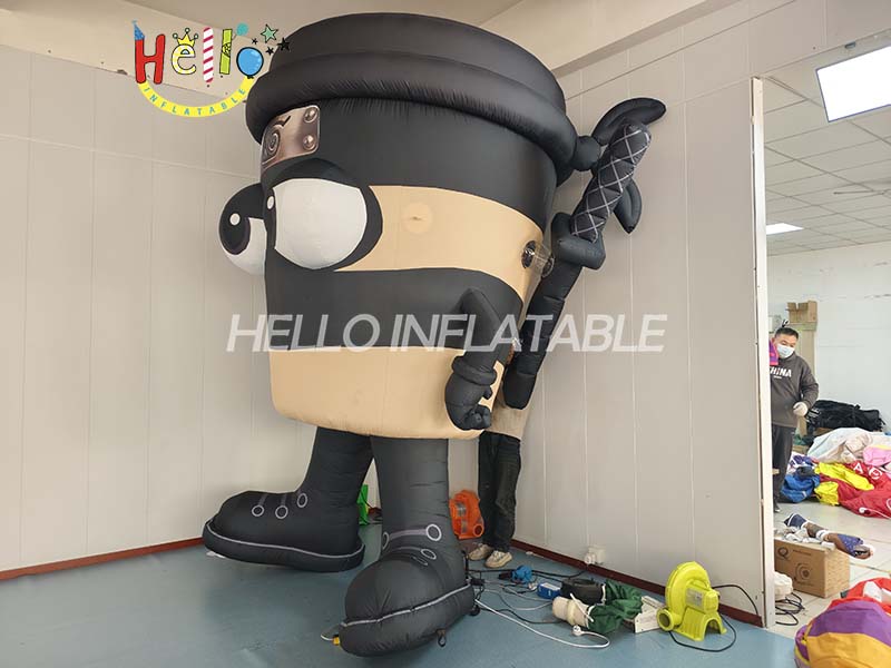 High Quality Advertising Inflatable Boy Cartoon Character Inflatable Coffee Ninja (5)