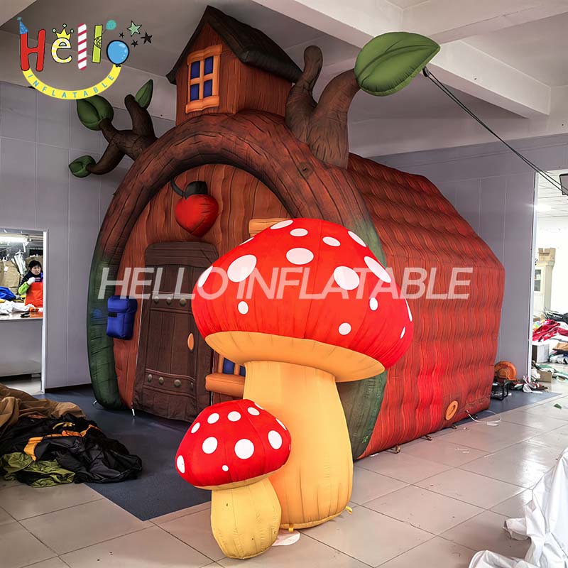 Inflatable 4-Meter High Cartoon Mushroom House Tunnel Arch Type for Enhanced Visibility and Aesthetics
