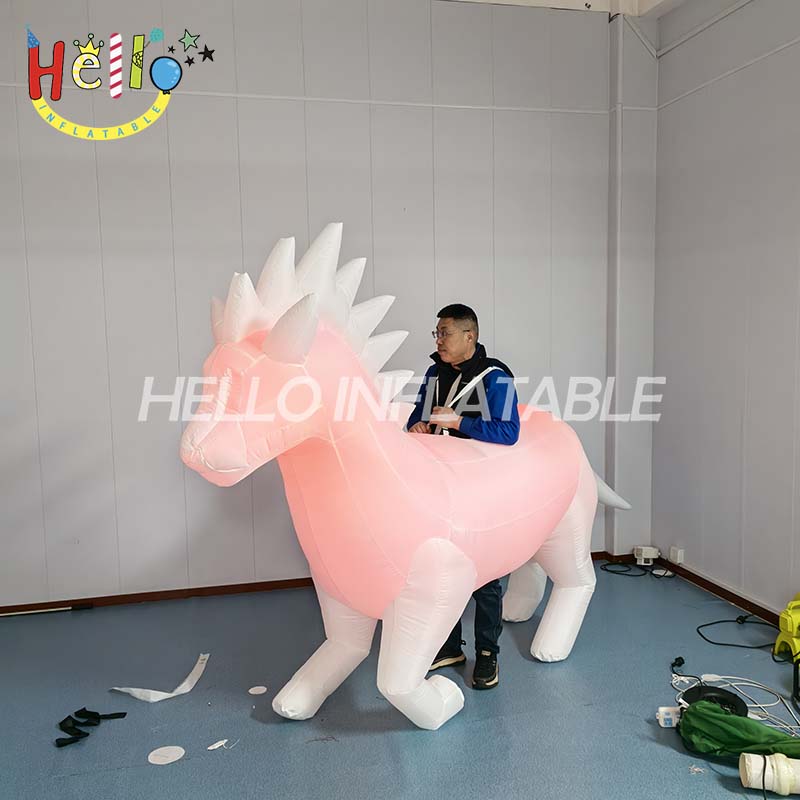 LED Inflatable Walk Unicorn Costume Parade White Horse Mascot Set Stage Event Performance