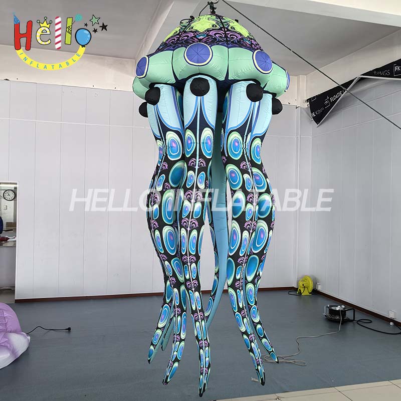 Hanging Inflatable Jellyfish Decoration with Remote Control LED Lights Giant Sea Animal Balloon High Quality PVC for Night Club Ceiling Decor Fast Shipping插图3
