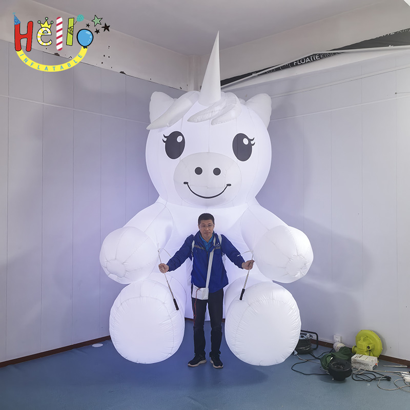 Giant White Inflatable Unicorn Mascot, Custom Large Walking Inflatable Unicorn Puppet for Advertising and Events插图 Giant White Inflatable Unicorn Mascot, Custom Large Walking Inflatable Unicorn Puppet for Advertising and Events