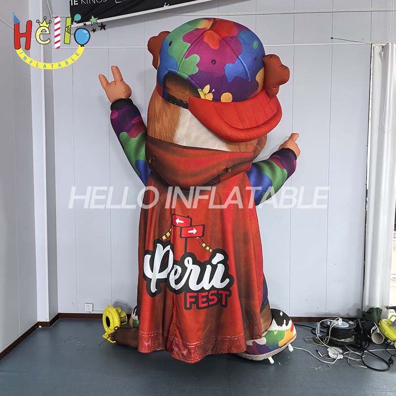 Giant Inflatable Guinea Pig Mascot Costume, Custom Perú FEST Cuy Character for Latin American Cultural Event and Festival Promotion