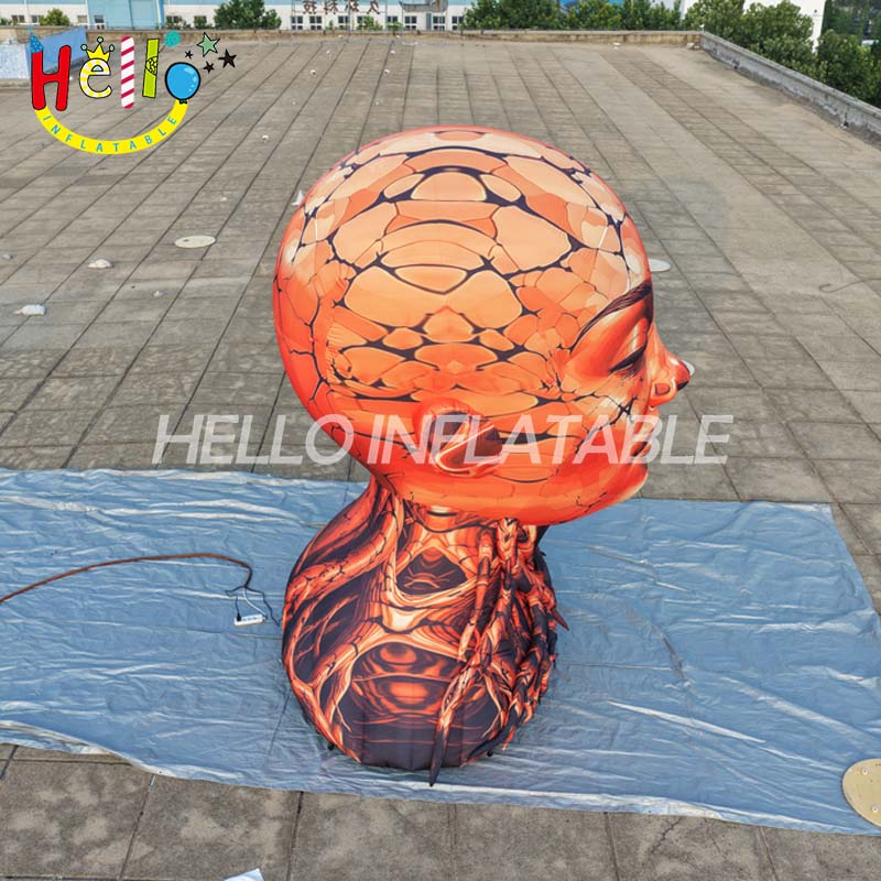 Giant Custom Inflatable Cracked Earth Head Sculpture, Large Volcanic Bust Art Installation for Exhibition and Public Event Decoration