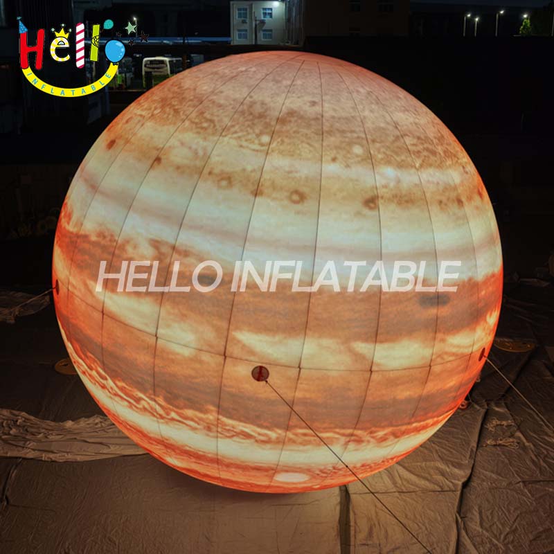 Giant LED Inflatable Jupiter Planet Sphere, Custom Large Glowing Jupiter Ball for Space Theme Event Decoration and Advertising Display
