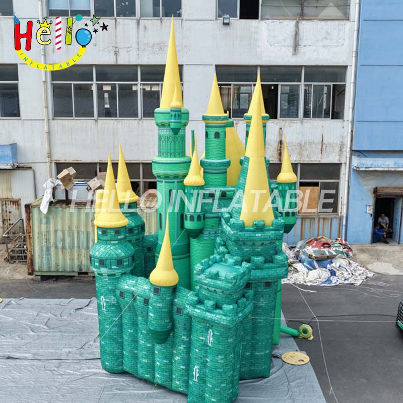Giant Custom Inflatable Fairy Tale Castle, Large Green Magic Castle Model for Event and Mall Decoration