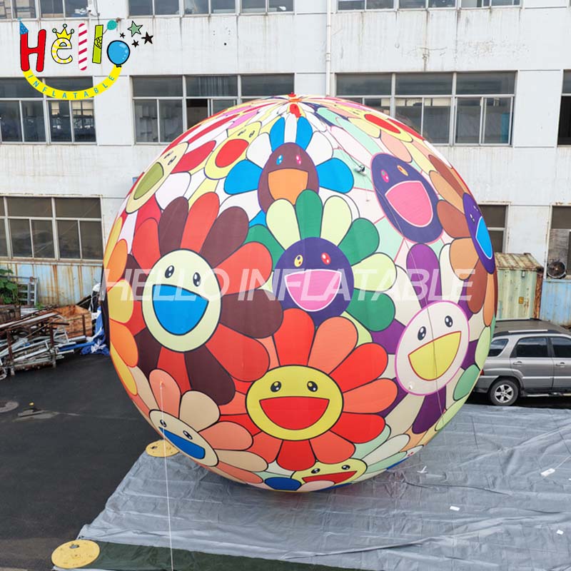Giant Custom Inflatable Smiling Flower Sphere, Large Murakami-Style Pop Art Ball for Exhibition and Event Decoration插图2 Giant Custom Inflatable Smiling Flower Sphere, Large Murakami-Style Pop Art Ball for Exhibition and Event Decoration