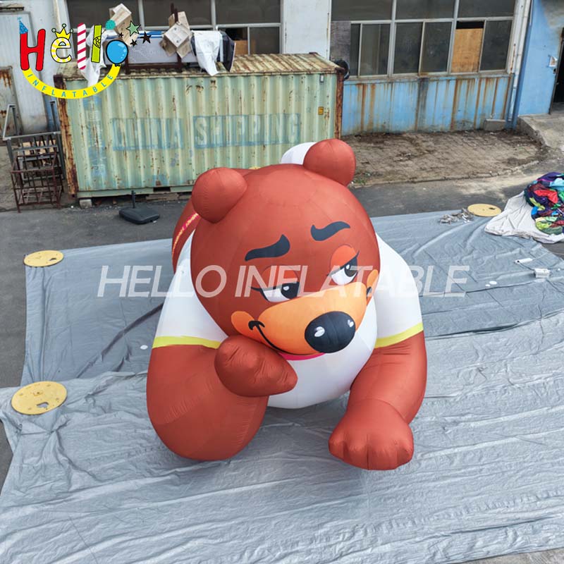 Giant Custom Inflatable Brown Bear Mascot, Large Lounging Cartoon Bear for Children's Event and Mall Decoration