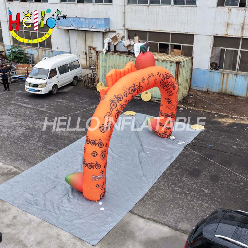 Giant Custom Inflatable Mango Mustache Archway, Large Branded Fruit Mascot Arch with Funny Mustache for Food Festival and Event Promotion