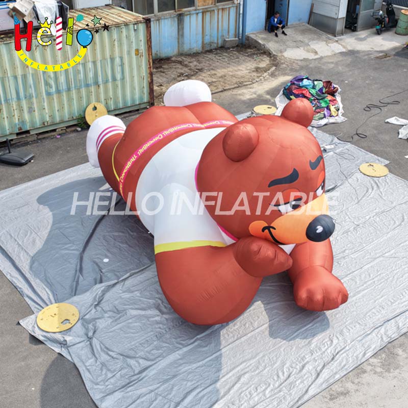 Giant Custom Inflatable Brown Bear Mascot, Large Lounging Cartoon Bear for Children's Event and Mall Decoration