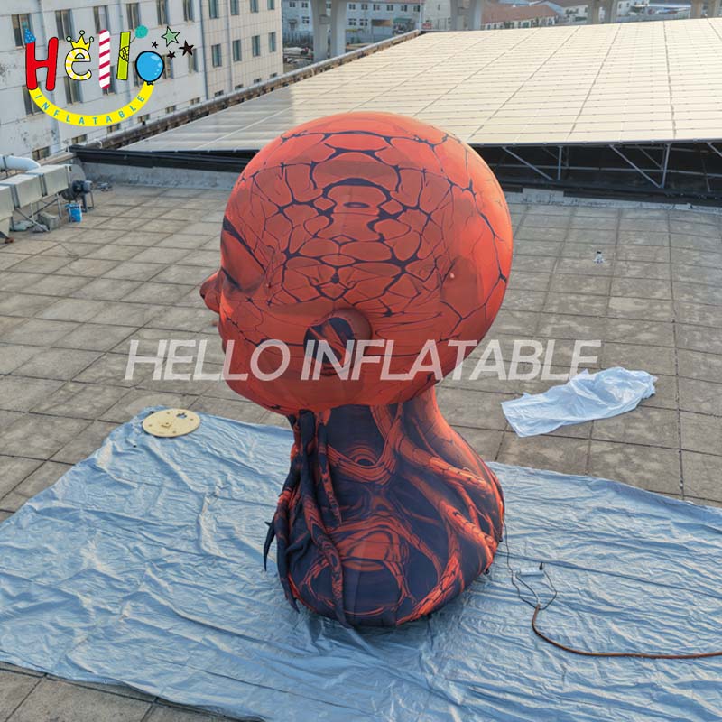 Giant Custom Inflatable Cracked Earth Head Sculpture, Large Volcanic Bust Art Installation for Exhibition and Public Event Decoration
